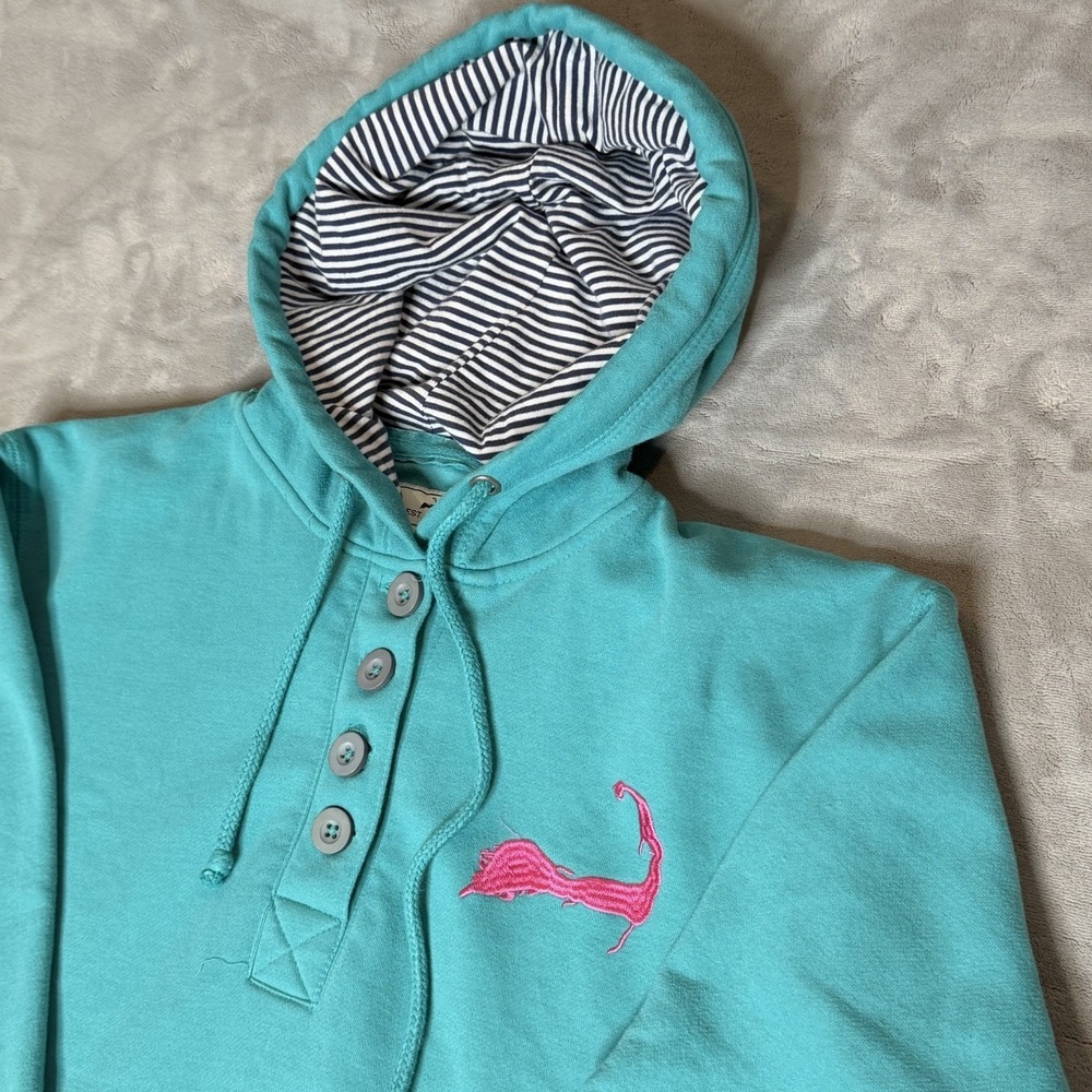 Cuffys Cape Cod Turquoise Pink Hoodie Sweatshirt Distressed Size Extra Large